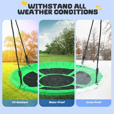 Trekassy 700lb 40 Inch Saucer Tree Swing for Kids Adults Outdoor 900D Oxford Waterproof with 2pcs Tree Hanging Straps, Steel Frame and Adjustable Ropes - Image 4