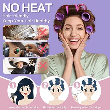 33 Piece Hair Rollers set, Self Grip Hair Rollers for Long Medium Short Hair, ELASO Large Medium Hair Curler （22 Rollers + 10 Stainless steel Clip +1 Storage Bag） - Image 6