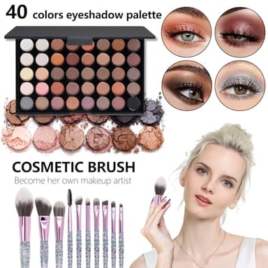 Makeup Kit For Girls,Full Makeup Set For Wonmen Includes 40 Colors Eyeshadow Palette Lip Gloss Liquid Lipstick Make up Sponge Brushes Eyebrow Concealer With Makeup Bag - Image 3