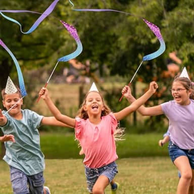 AITIME Ribbon Wands Party Favors for Kids, 20 Pack Rhythmic Gymnastics Ribbon, Girl Birthday ,Outdoor Party Games Supplies, Dance Streamers, Stars Ribbon Dancer - Image 6