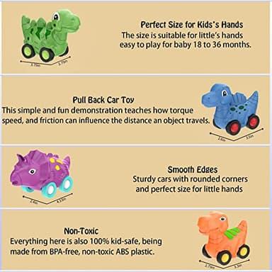 Veslier Dinosaur Car Toy for 2 3 4 5 Years Old Boys, Friction Power Carrier Truck with 4 Pack Small Pull Back Dino Car, Christmas Birthday Gift for 18+ Months Boy Girl Kids Toddlers - Image 5
