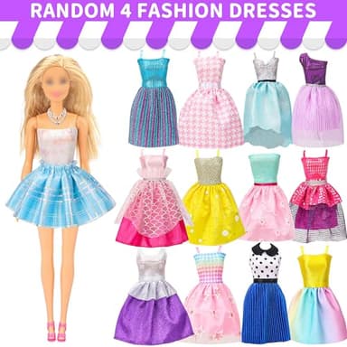 Style Shine 70 Pcs Doll Clothes and Accessories,2 Wedding Gown 6 Fashion Dresses 2 Set Casual Outfits 1 Top 1 Pant Bikini 1 Swimsuit,20 Hanger 10 Shoe 27 Accessories Toys for Girls Kids Birthday Gift - Image 3