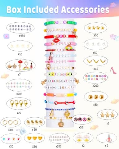 Goldwise Friendship Bracelet Kit 6 Boxes, Bracelet Making Kits with 48 Colors Clay Beads, 48 Colors Glass Seed Beads and 4 Styles Letter Beads (A-Z) with Charms for Bracelet Making Gift - Image 5