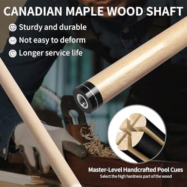 LOTKEY Pool Stick, Pool Cue 58'' 21 oz Cue Sticks with Extra 2 Pool Chalks Canadian Maple Pool Sticks Durable for Professional Billiard Players - Image 2