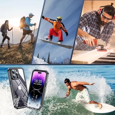 SPIDERCASE for iPhone 14 Pro Case Waterproof, Built-in Lens & Screen Protector, Full Heavy Duty Protection, 12FT Military Shockproof, Dustproof, Anti-Scratched Phone Case,Black/Clear - Image 7