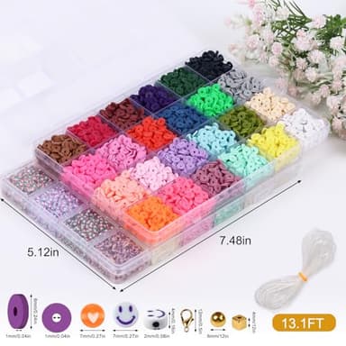XSEINO 9000PCS Clay Beads Bracelet Making Kit,46Colors Flat Friendship Polymer Heishi Beads for Jewelry Making with Rich Jewelry Making Accessories for Crafts Christmas Gifts - Image 3