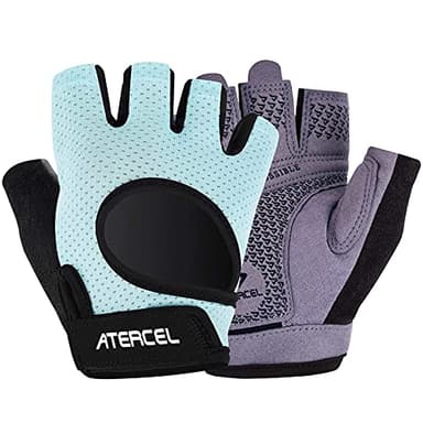 ATERCEL Weight Lifting Gloves Full Palm Protection, Workout Gloves for Gym, Cycling, Exercise, Breathable, Super Lightweight for Men and Women(Aqua, M) - Image 1