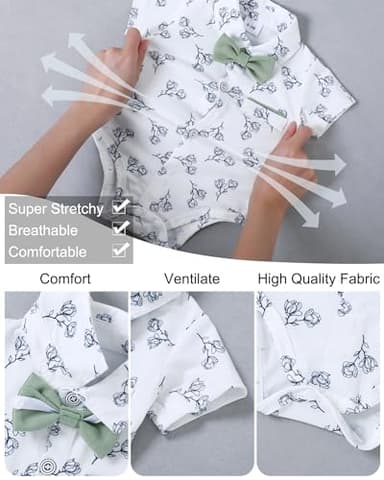 ZOEREA Baby Boy Clothes Suit Infant Short Sleeve Gentleman Outfits Dress Shirt+Bowtie+Suspender Shorts 0-18M - Image 4