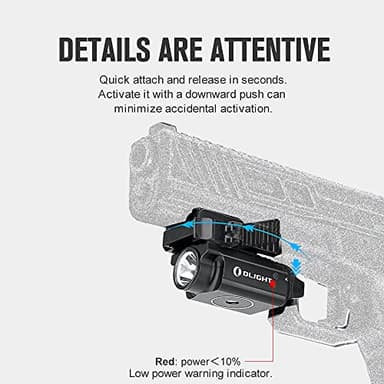 OLIGHT PL-Mini 2 Valkyrie 600 Lumens Magnetic USB Rechargeable Compact Weaponlight with Adjustable Rail, High Performance CW LED Tactical Flashlight with Built-in Battery - Image 7