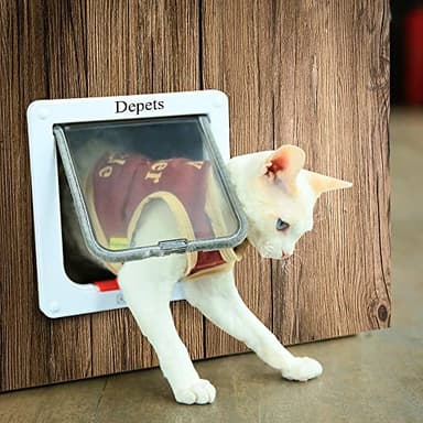 Depets Medium Cat Flap Door with 4 Way Lock (Outer Size 7.5" x 7.8"), Magnetic Pet Door Kit White, Weather-Resistant Cat Door for Cats & Doggy - Image 2