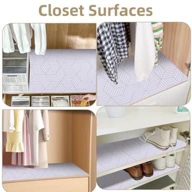 Shelf Liners for Kitchen Cabinets Non Adhesive Shelf Liner Paper Non-Slip Thickened Drawer Liner Easy to Clean for Tool Box Refrigerator with Knife and Tape Measure, Silver Geometric, 11.8 x 118 in - Image 7