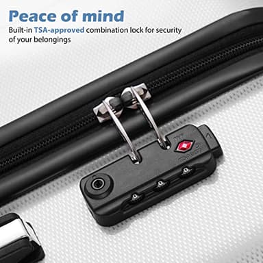 Coolife Luggage Expandable 5 Piece Sets PC+ABS Spinner Suitcase 20 inch 24 inch 28 inch (white grid new) - Image 2