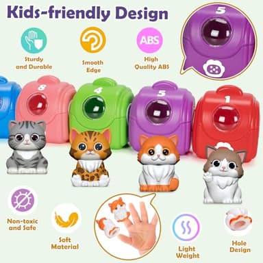 Learning Toys for 1 2 3 Year Old Boys Girls, 20 Pcs Cat Toys for Toddlers 1-3, Kitten Finger Puppet Games, Counting Matching Sorting Motor Educational Playset, Gifts for Baby Toddlers Age 12-18 Months - Image 7