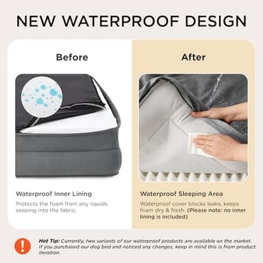 Bedsure Orthopedic Dog Bed Medium Size Dogs - Washable Small Medium Dog Cat Bed Waterproof, Comfort Cats Couch Sofa with Washable Removable Cover, Pets Bed with Nonskid Bottom, Grey, 28" - Image 4