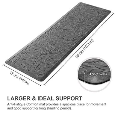KMAT Kitchen Mat Cushioned Anti-Fatigue Floor Mat Waterproof Non-Slip Standing Ergonomic Comfort for Home,Office,Sink,Laundry,Desk 17.3" (W) x 60"(L),Grey - Image 2
