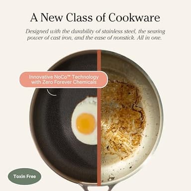 Our Place Titanium Always Pan Pro - 10.6” (2.8 Qt) No-Coating Nonstick Skillet | Tri-Ply Titanium & Stainless Steel | Safe for Oven, Induction & All Cooktops up to 1000°F | Includes Spatula | Chrome - Image 4