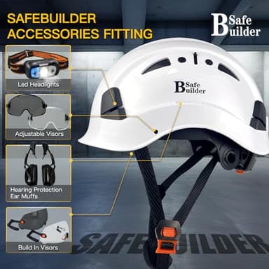 SAFEBUILDER Safety Helmet Hard Hat Adjustable Lightweight Vented Breathable Work Helmet for Men ANSI Z89.1 Approved Industrial & Construction (01-White Hard Hat Only) - Image 6