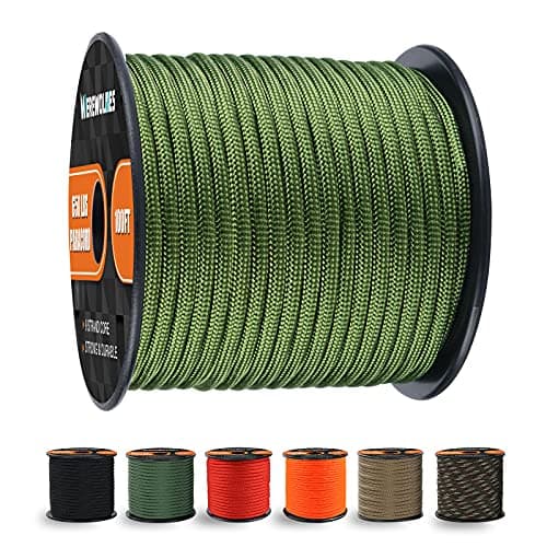 650lb Paracord/Parachute Cord - 9 Strand Paracord Rope - 100', 200' Spools of Parachute Cord, Type III Paracord for Camping, Hiking and Survival (Army Green, 200 Feet) - Image 1