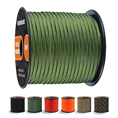 650lb Paracord/Parachute Cord - 9 Strand Paracord Rope - 100', 200' Spools of Parachute Cord, Type III Paracord for Camping, Hiking and Survival (Army Green, 200 Feet) - Image 1