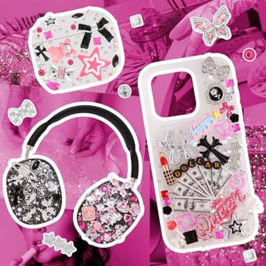 2380 Pcs Junk Phone Case Charms Kit,Charms for Customizing Diy Cases ，With Nail Accessories,Cute Bow,Flatback Pearls,Star,Love, Candy,Letter Beads,Cute Aesthetic Big Decor for Personalization - Image 3