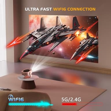 4K Support Outdoor Smart Projector with WIFI 6 and Bluetooth 5.2 with Apps Built-in , Native 1080P Mini Wireless Projector, 360° Rotatable, Electric Focus & Auto Keystone, Android Movie Projector - Image 7