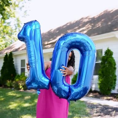 Navy Blue Number 10 Balloon 40 inch, 10 Number Balloons, 10th Navy Blue Birthday Decorations, 10 Year Old Girls Boys Blue Party Supplies - Image 6