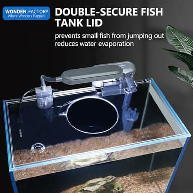Small Aquarium Starter Kit, 2.6 Gallon Glass Betta Fish Tank with Heater Self Cleaning System Efficiency Filter Bright Light Rocks Gravel Cleaning Tool Set, Leak-Proof Ultra-Clear Rimless Desktop Tank - Image 5