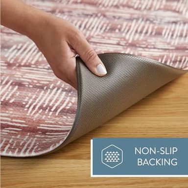 TOWN & COUNTRY BASICS Comfort Plus Boho Geo Anti Fatigue Comfort Mat, Kitchen Runner Mat, Standing Desk Mat, Dorm Room Rug, Non-Slip Backing, Maroon, 18"x55" - Image 6