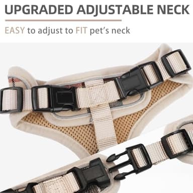 PUPTECK Soft Mesh Dog Harness and Leash Set Pet Puppy Cat Adjustable Reflective Padded Vest No Pull Harnesses, Beige, L - Image 3