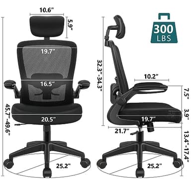 FelixKing Office Chair, Desk Chair with Adjustable Lumbar Support, Ergonomic Computer Chair with High Back and Armrest, Adjustable Height Gaming Chair Home Office Swivel Chair(Black) - Image 3