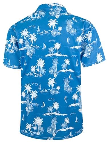 Men's Short Sleeve Hawaiian Shirt Quick Dry Loose Fit, Floral Print Tropical Cruise Beach Button Down Graffiti Aloha - Image 2