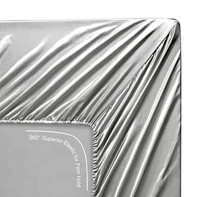 Lanest Housing Silk Satin Sheets, Full Size Satin Bed Sheet Set with Deep Pockets, Cooling Soft and Hypoallergenic Satin Sheets Full - Light Gray - Image 7