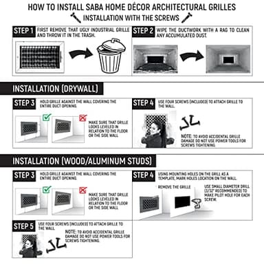 SABA Home Decor Air Vent Cover Grille - Acrylic Plexiglass 14 x 14 Duct Opening, 16 x 16 Overall White Finish Decorative Covers for Walls & Ceilings NOT for Floor USE, Venetian - Image 8