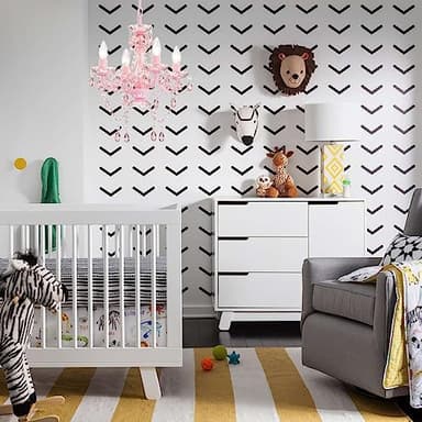 LaLuLa Mini Chandelier with Acrylic Crystals Pink Chandelier 4 Light Modern Chandeliers for Bedroom and Girls Room - Image 7