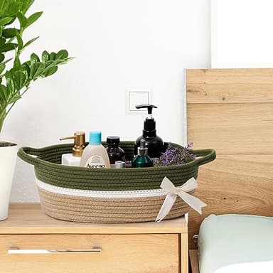 CHICVITA Small Storage Basket for Gifts Empty, Cute Decorative Basket for Living Room, Baby Gift Basket for Nursery, Rope Basket for Home Decor, 13 x 9.8 x 5 inches - Image 6