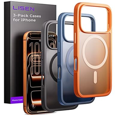 LISEN 3-Pack Case for iPhone 17 Pro Max [2025 Upgrade] (Compatible with Magsafe & Shockproof Military-Grade Protection) Magnetic Phone Cover for 17 promax, 3-Color Set Multicolor - Image 1