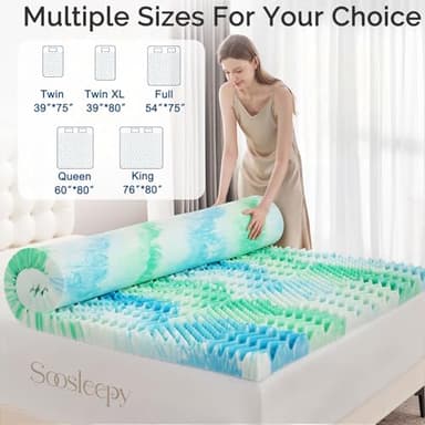 SOOSLEEPY 2 Inch 7-Zone King Memory Foam Mattress Topper Egg Crate Cooling Gel Infused Mattress Pad Bed Topper for Pressure Relief and Back Pain Soft & Breathable, CertiPUR-US Certified - Image 6