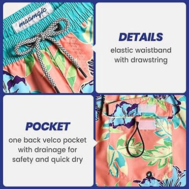 maamgic Mens Boys Short 80s 90s Vintage Swim Trunks with Mesh Lining Quick Dry Swim Suits Board Shorts - Image 5