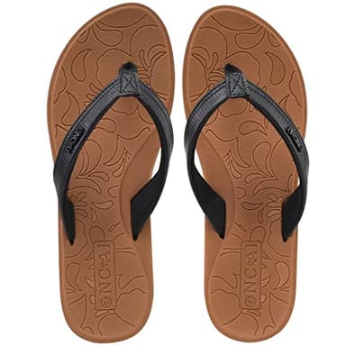 ONCAI Flip Flops For Women Yoga Mat Non-Slip Womens Flip Flops Sandals Summer Beach Slippers With Arch Support Slip On Lightweight EVA Sole Khaki/Black Size 7.5 - Image 7