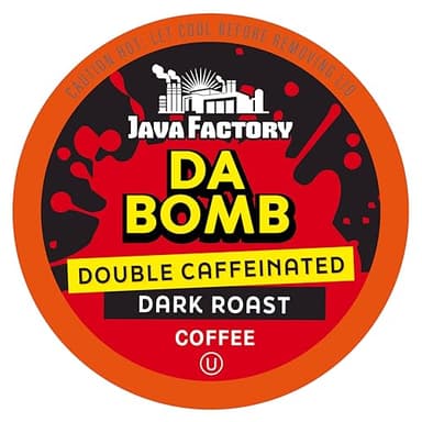 Java Factory Coffee Pods High Caffeine Coffee Compatible with K Cup Brewers Including 2.0, Da Bomb Extra Bold Double Caffeinated, 80 Count - Image 1