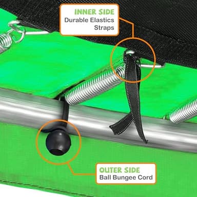 Kangaroo Hoppers Universal 8/10/12/14/15FT Trampoline Repalcement Safety Pad，Waterproof Surround Spring Foam Cover for Round Frame (Apple Green, 14FT) - Image 3