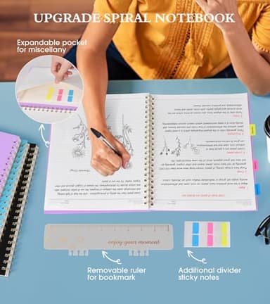 Spiral Notebook Journal 8.5” x 11”, A4 Large Notebooks for Women Men, College Ruled Lined Journal, 100 GSM Paper, Hardcover Spiral Bound Journals for Work School Writing Note Taking Business, Purple - Image 5