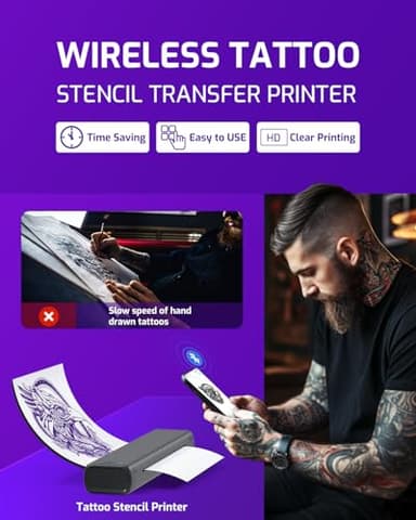 Tattoo Stencil Printer, Bluetooth Thermal Tattoo Printer,Compatible with Phone/Tablet/PC, Tattoo Supplies for Tattoo Artist & Beginners, Gray - Image 4