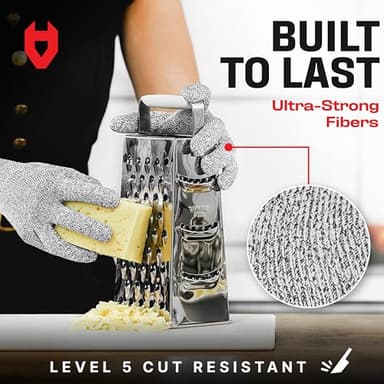 NoCry Premium Cut Resistant Gloves Food Grade — Level 5 Protection; Ambidextrous; Machine Washable; Superior Comfort and Dexterity; Lightweight — Perfect Cutting Gloves or Mandolin Glove - Image 3