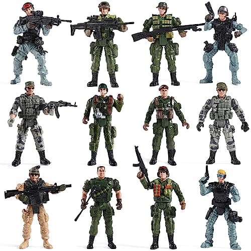 US Army Men and SWAT Team Toy Soldiers Action Figures with Military Weapons Accessories for Kids Boys Girls,12Pcs - Image 1