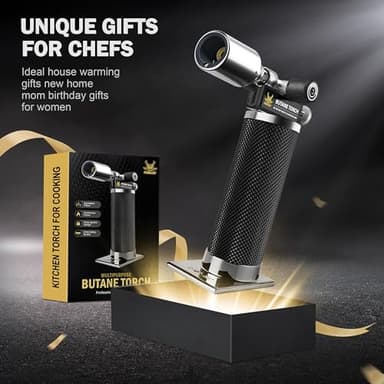 RAVS Butane Torch Lighter, Refillable Butane Kitchen Torch with Safety Lock and Adjustable Flame, Creme Brulee Torch for Baking, BBQ, Blow Torch for Cooking, Black, Butane Gas Not Included - Image 6