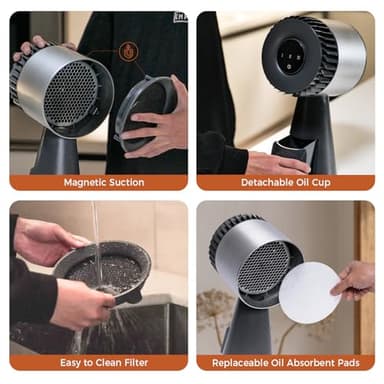 Empava Portable Range Hood for Cooking, 3-Speed Desktop Kitchen Exhaust Fan for Indoor BBQ, Hot Pot and RV, Detachable Filter and Oil Cup, 13pc Cotton Filter - Image 5