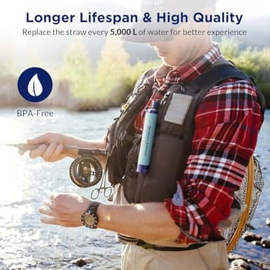 Membrane Solutions Personal Water Filter, Survival Filtration Straw Portable Gear, Emergency Preparedness, Supply for Drinking Hiking Camping Travel Hunting Fishing Team Family Outing (Blue, 6 Pack) - Image 7