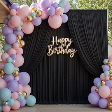 60×14ft Wrinkle Free Black Backdrop Curtain for Parties Wedding,12 Panels 5×14ft Height Soft Silky Polyester Photo Backdrop Drapes for Birthday Graduation Photography Stage Event Background Cloth - Image 7