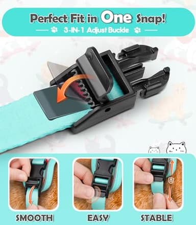 Halypet Cat Harness and Leash Set[MAX Safety 4th-Gen] Cute Escape Proof Vest Harness for Girl&Boy Cat Walking, Comfortable Adjustable Leash and Reflective Strips for Outdoor Kitten, M Purrfect Green - Image 5
